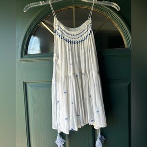 Never worn white and blue blouse with embroidery details